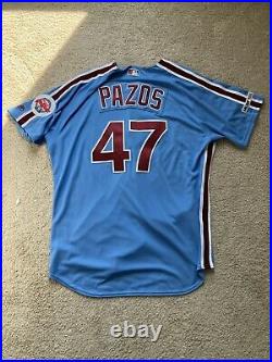 Phillies Jersey James Pazos Team Game Issued Used Worn Powder Blue Retro 2019 50
