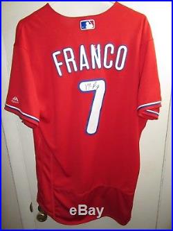 Phillies Maikel Franco Autographed 2017 Game-Used Home Red HOME RUN Jersey