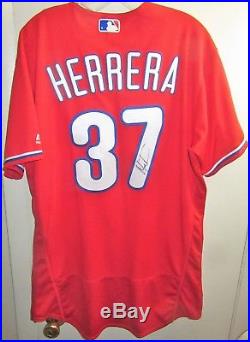 Phillies Odubel Herrera Autographed 2017 Game-Used Home Red Jersey MLB Authentic