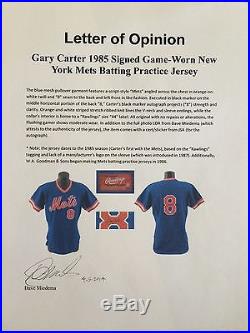 RARE GARY CARTER 1985 NEW YORK METS GAME USED SIGNED JERSEY MIEDEMA + JSA COA