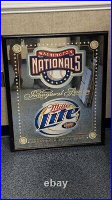 RARE Washington Nationals game used worn jersey beer mirror 2005 Miller Lite