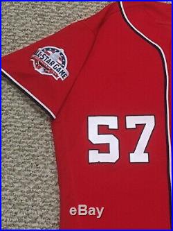 ROARK size 48 #57 2018 Washington Nationals GAME USED jersey ALT RED MLB HOLO