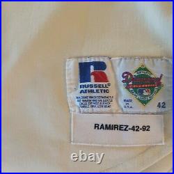 Rafael Ramirez 1992 Astros Game Used Worn Rainbow Cream Road Jersey Braves