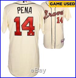 Ramiro Pena Atlanta Braves Game-Used Cream Jersey v LA Angels on June 14, 2014