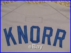Randy Knorr #27 size 44 1993 Toronto Blue Jays Game used jersey Road Gray CHAMPS