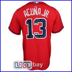 Ronald Acuna Jr. Autographed Acuna Matata Red Braves Nike Jersey JSA Auth