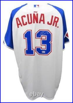 Ronald Acuna Jr. Autographed Nike Baseball Jersey City Braves Beckett 181961