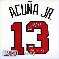 Ronald Acuna Jr. Signed 2018 NL ROY White Braves Majestic Jersey JSA Auth