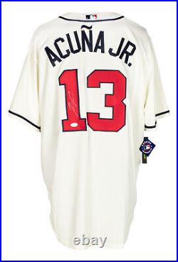 Ronald Acuna Jr. Signed Atlanta Braves Cream Nike Baseball Jersey JSA