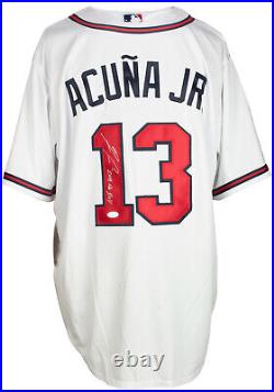 Ronald Acuna Jr. Signed Atlanta Braves White Nike Baseball Jersey NL Roy JSA