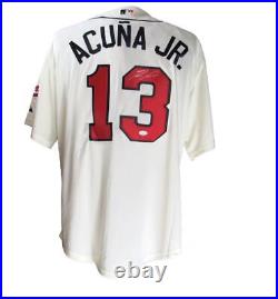 Ronald Acuna Jr. Signed Braves Cream Majestic Baseball Jersey 48 JSA 164318