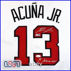 Ronald Acuna Jr. Signed El Abusador White Braves Majestic Jersey JSA Auth