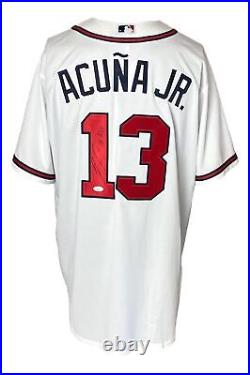 Ronald Acuna Jr. Signed In Black Braves White Nike Baseball Jersey 18 ROY JSA