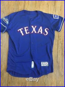 Roughned Odor 2/5 Hits Texas Rangers Game Used Jersey Post SeasonPatch Used 5/17