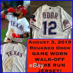 SALE 2019 ROUGNED ODOR Game Used Jersey WALK-OFF HOME RUN game worn mlb rangers