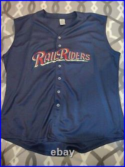 SCRANTON WILKES BARRE Railriders Player-Issued NAVY VEST Jersey MADE IN USA
