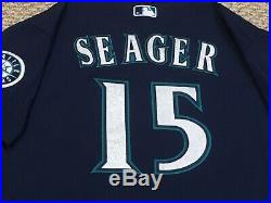 SEAGER size 46 #15 2017 Seattle Mariners game used jersey road blue 40TH MLB HOL