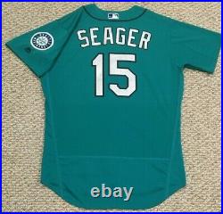 SEAGER size 46 #16 2018 Seattle Mariners GAME USED jersey home TEAL MLB HOLOGRAM
