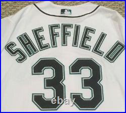 SHEFFIELD size 44 #33 2019 Seattle Mariners game used jersey home white MLB HOLO