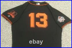 SMITH size 50 #13 2018 SAN FRANCISCO GIANTS GAME USED jersey home black ALT MLB