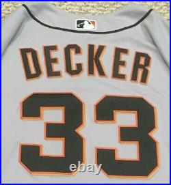 STEVE DECKER size 52 #33 2016 SAN FRANCISCO GIANTS GAME USED JERSEY ROAD MLB