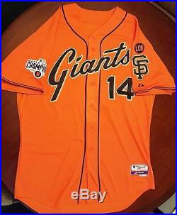 San Francisco Giants 2015 Game Worn/Used Orange Jersey, 2 Patches
