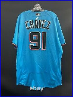 Santiago Chavez #91 Miami Marlins Game Used Stitched Authentic Jersey (minors)