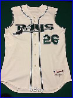 Scott Kazmir Tampa Bay Devil Rays Game Used & Signed Home Jersey Vest- MEARS A10