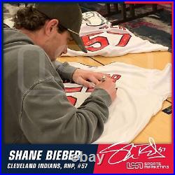 Shane Bieber Signed Authentic Blue Cleveland Indians Majestic Jersey JSA Auth #2