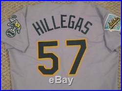Shawn Hillegas #57 sz 46 1992 Oakland A's Athletics Game Used Jersey Road Gray