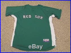 Signed Papelbon 2008 Game Worn Used Issued Red Sox Jersey Green Celtics SZ 52