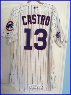 Starlin Castro 2012 Game Worn Used Jersey Ron Santo patch MLB Hologram 3 HITS 2R