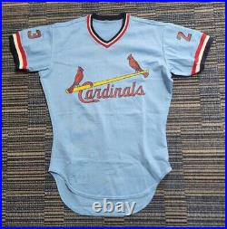 TED SIMMONS ca 1979 St L Cardinals ALL ORIGINAL Game Used Worn BP Batting Jersey