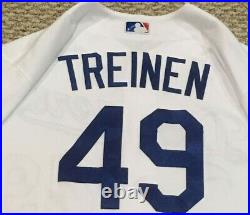 TREINEN sz 50 2020 Los Angeles Dodgers home game jersey used ALL STAR PATCH MLB