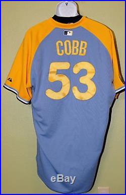 Tampa Bay Rays Alex Cobb Game Used/Issued Jersey Size 48 Retro Fauxback