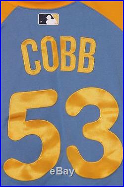 Tampa Bay Rays Alex Cobb Game Used/Issued Jersey Size 48 Retro Fauxback