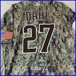 Team Issued David Dahl #27 San Diego Padres Jersey Green DOD Woodland Camouflage