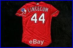 Tim Lincecum 2018 Rangers SF Giants Game Team Issued mlb holo not game used