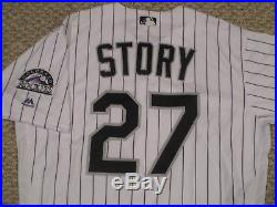 Trevor Story 2017 Colorado Rockies Game Used Jersey home white MLB Authenticated