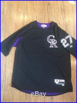 Trevor Story Colorado Rockies Game BP 2017 Jersey Issued