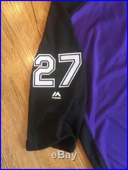 Trevor Story Colorado Rockies Game BP 2017 Jersey Issued