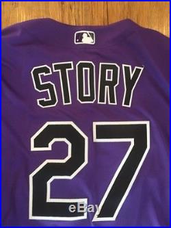 Trevor Story Colorado Rockies Game Issued Jersey 2017
