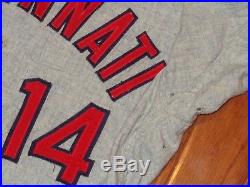 USED 1960s CINCINNATI REDS FLANNEL GAME BASEBALL JERSEY PETE ROSE DON ZIMMER