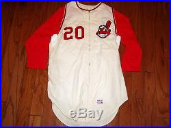 VINTAGE GAME USED 1960s CLEVELAND INDIANS FLANNEL JERSEY