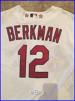 Very Rare 2011 Lance Berkman Cardinals Game Used Worn Jersey. With Stars
