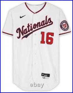 Victor Robles Washington Nationals GU #16 White Jersey vs Mets on April 7, 2022