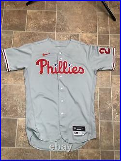 Vince Velasquez game used worn 2021 Phillies Road jersey MLB COA
