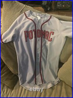 Vintage HEAVY WEIGHT Washington Potomac Nationals Game Used Worn Jersey Road Gry