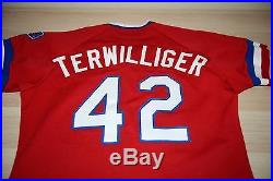 Vtg 1984 Wilson TEXAS RANGERS Wayne Terwilliger Red Game worn used jersey #42