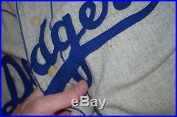 Vtg 50s BROOKLYN DODGERS MacGregor Flannel Game worn used baseball jersey #16